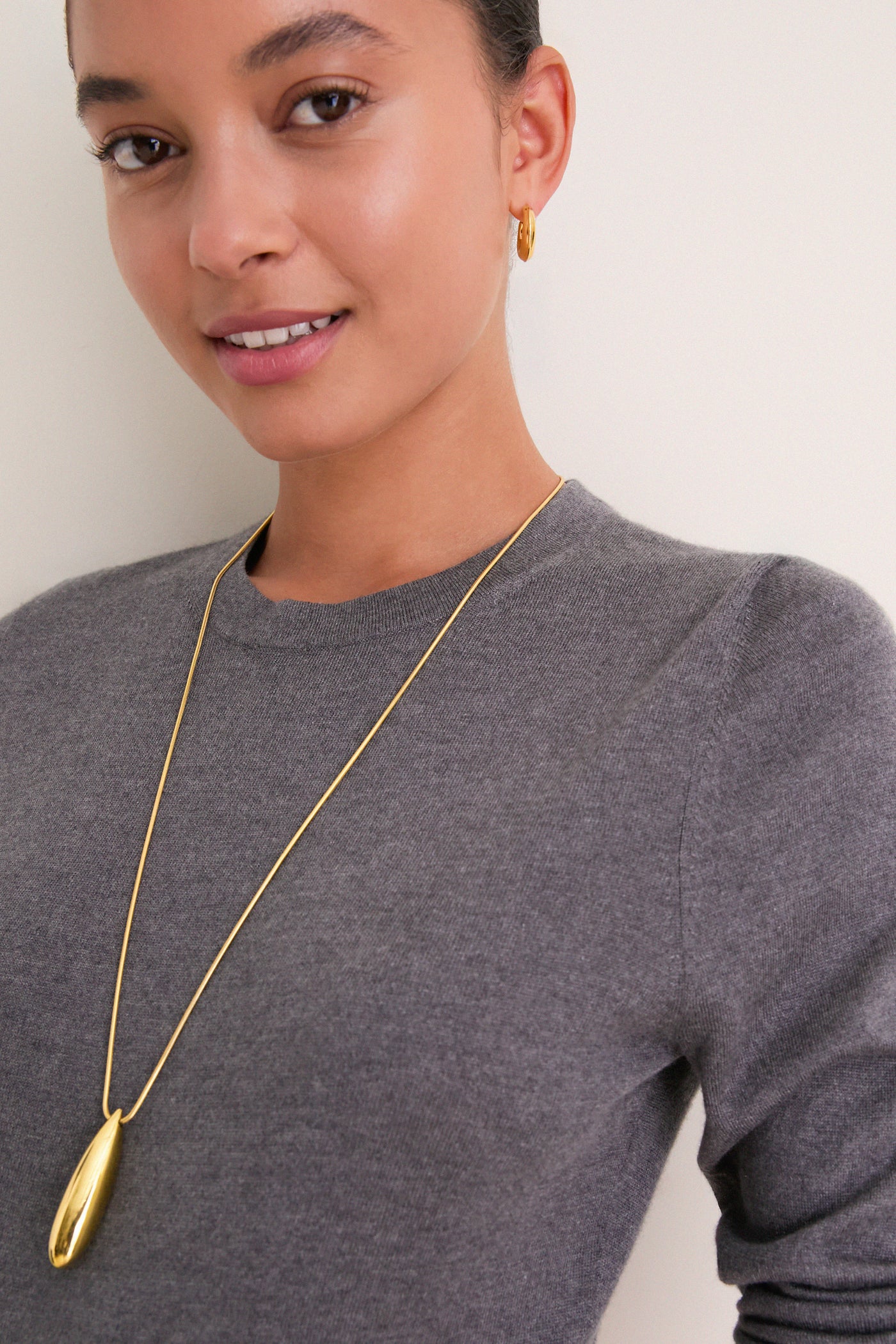 Charcoal Cashmere Silk Long Sleeve Katie Tee
