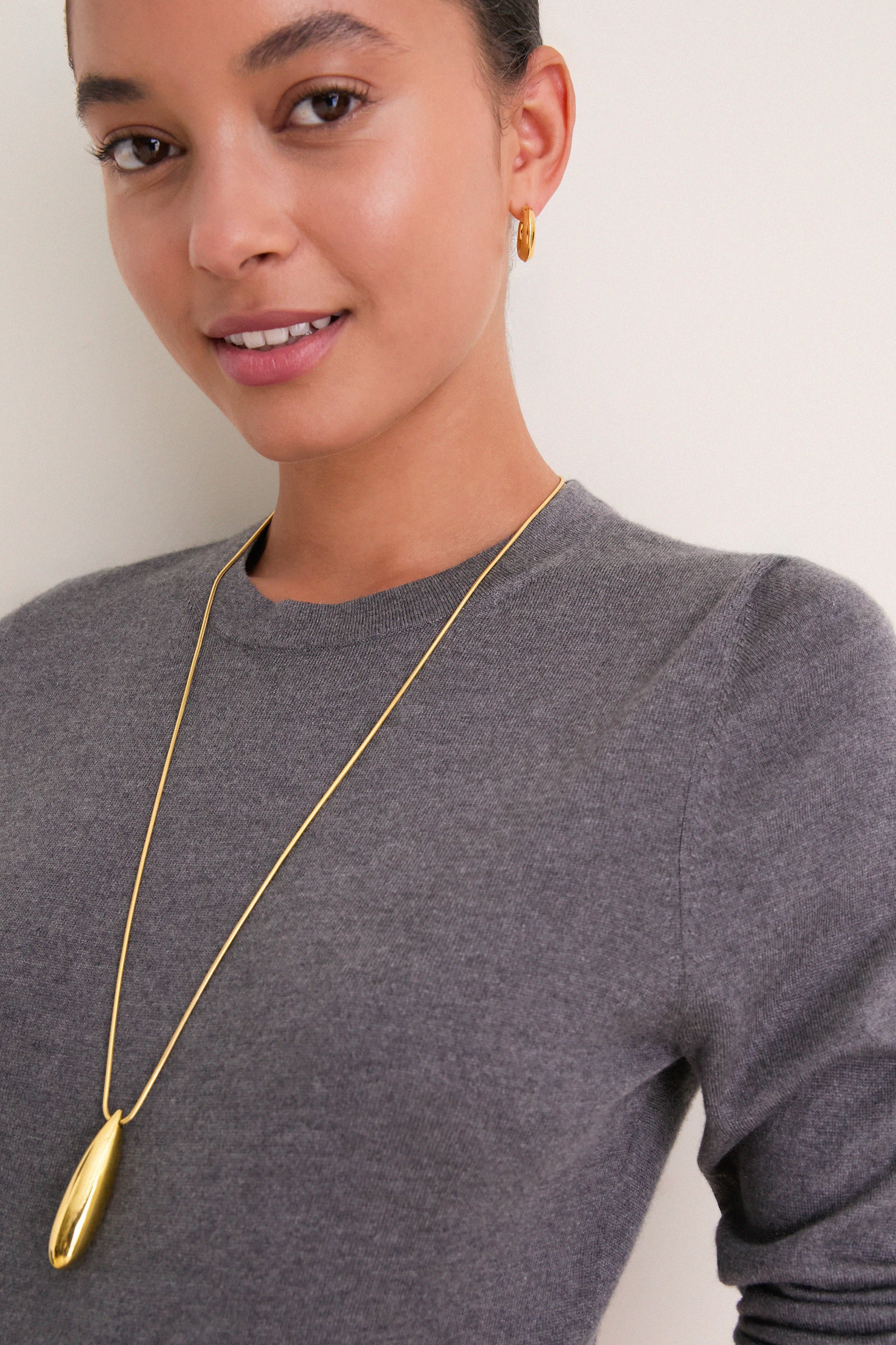Charcoal Cashmere Silk Long Sleeve Katie Tee
