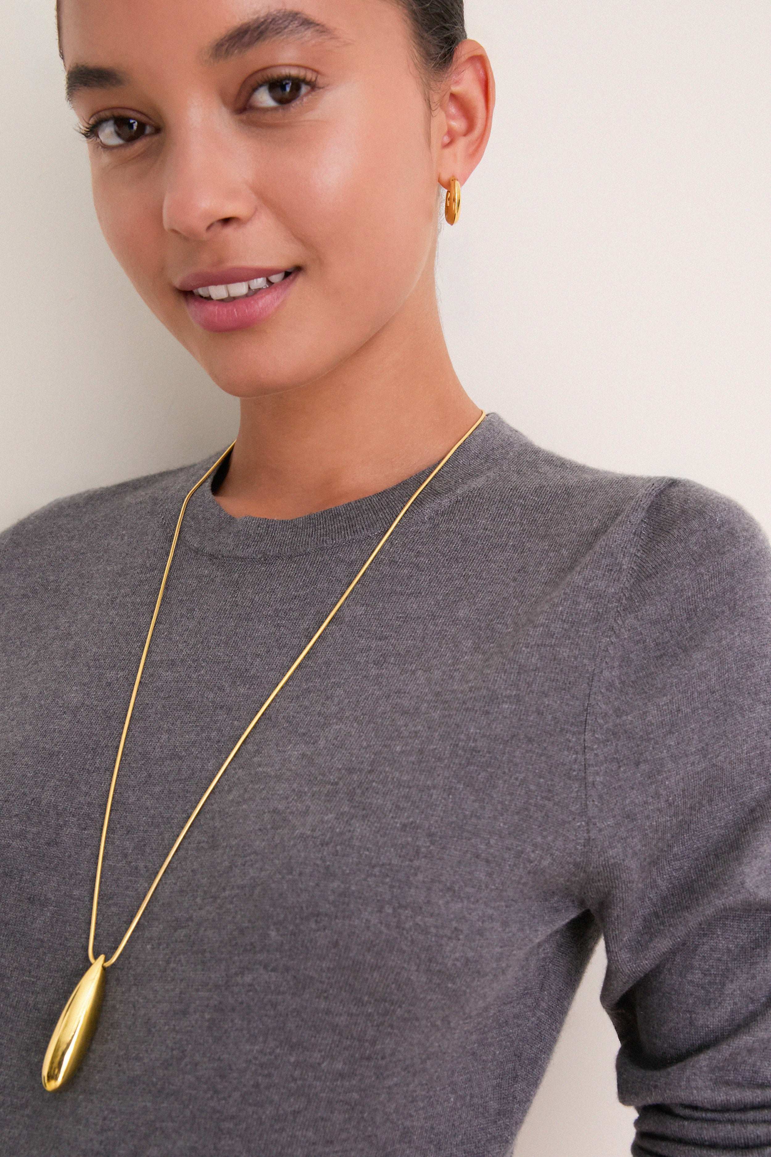 Charcoal Cashmere Silk Long Sleeve Katie Tee
