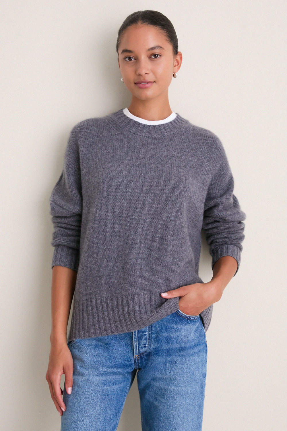 Shadow Gray Cashmere Henri Crewneck