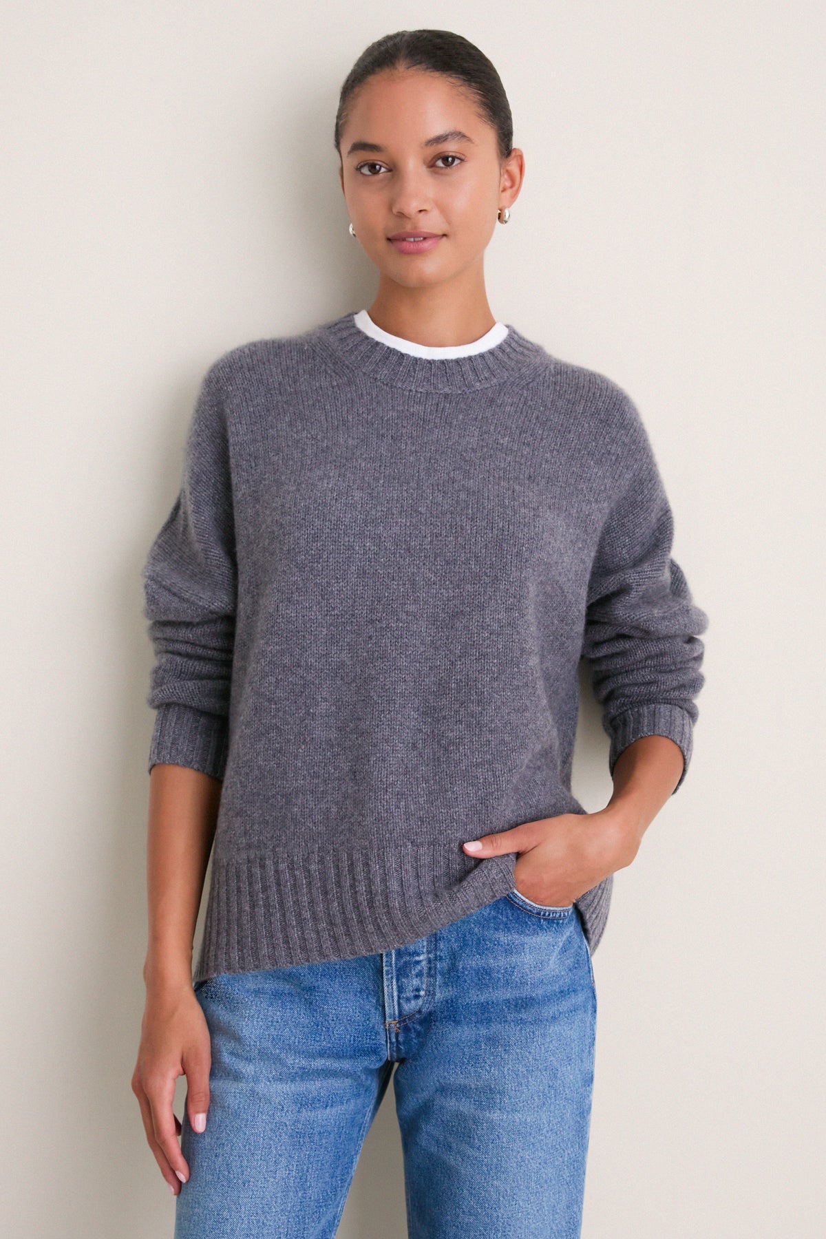 Shadow Gray Cashmere Henri Crewneck