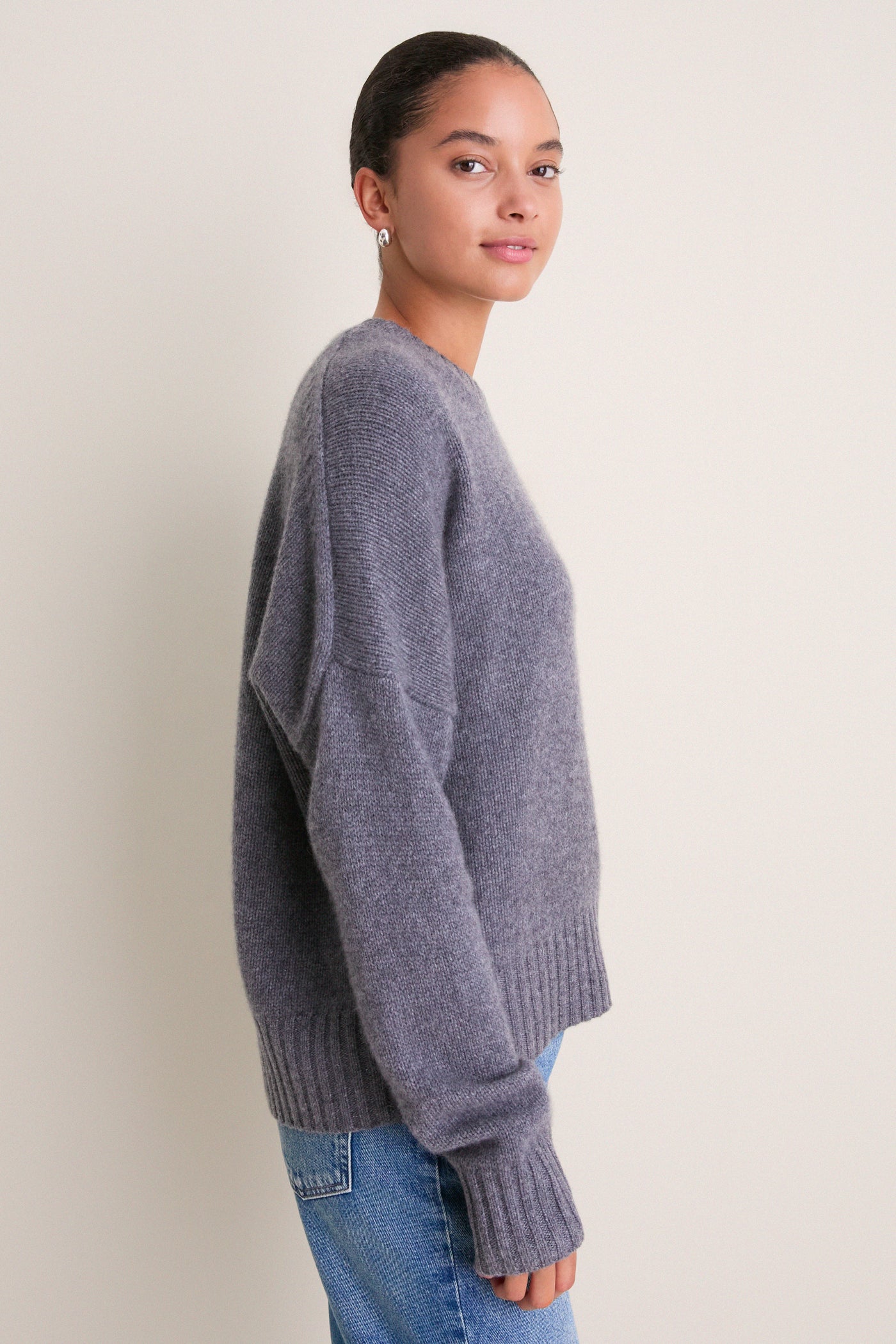 Shadow Gray Cashmere Henri Crewneck