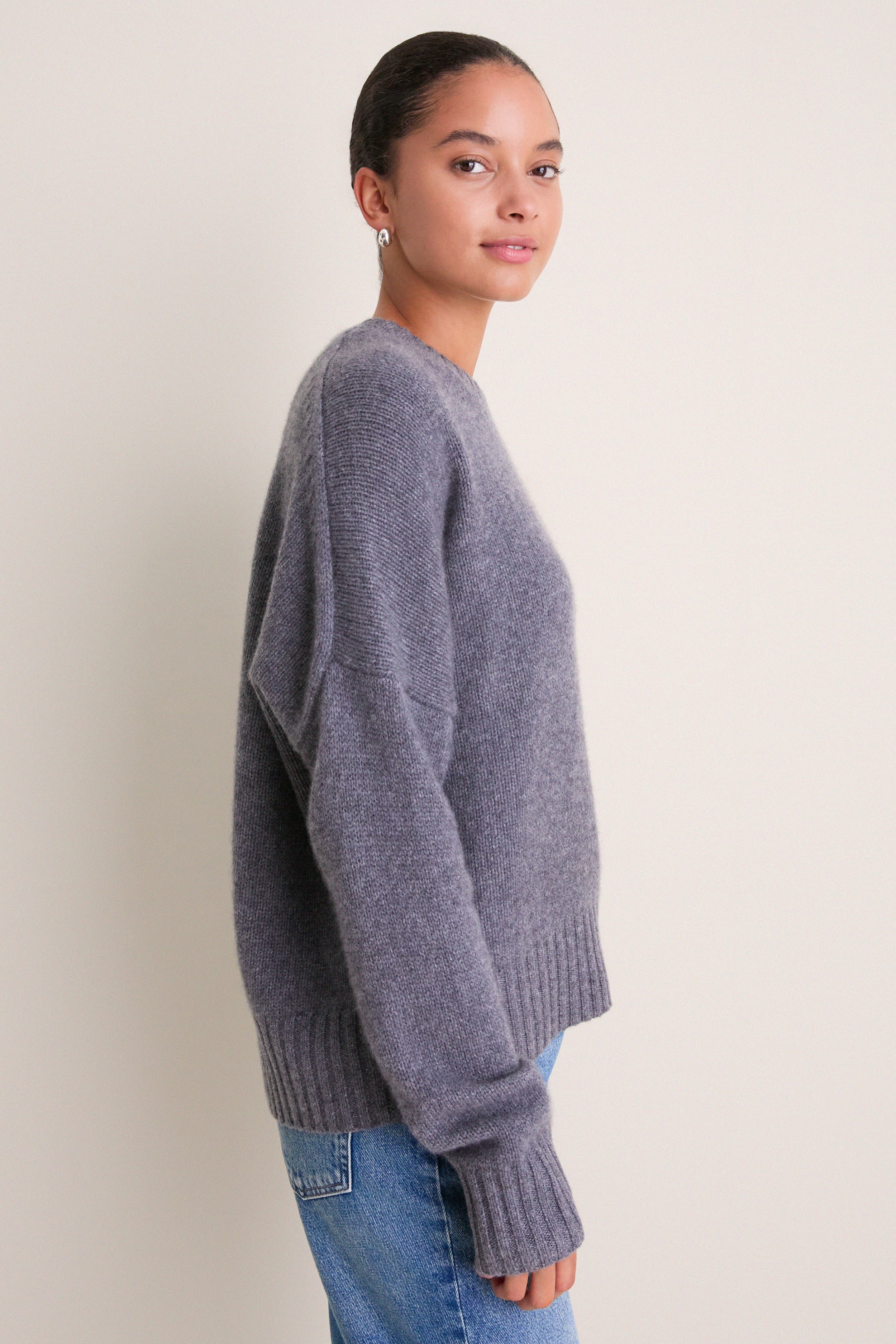 Shadow Gray Cashmere Henri Crewneck