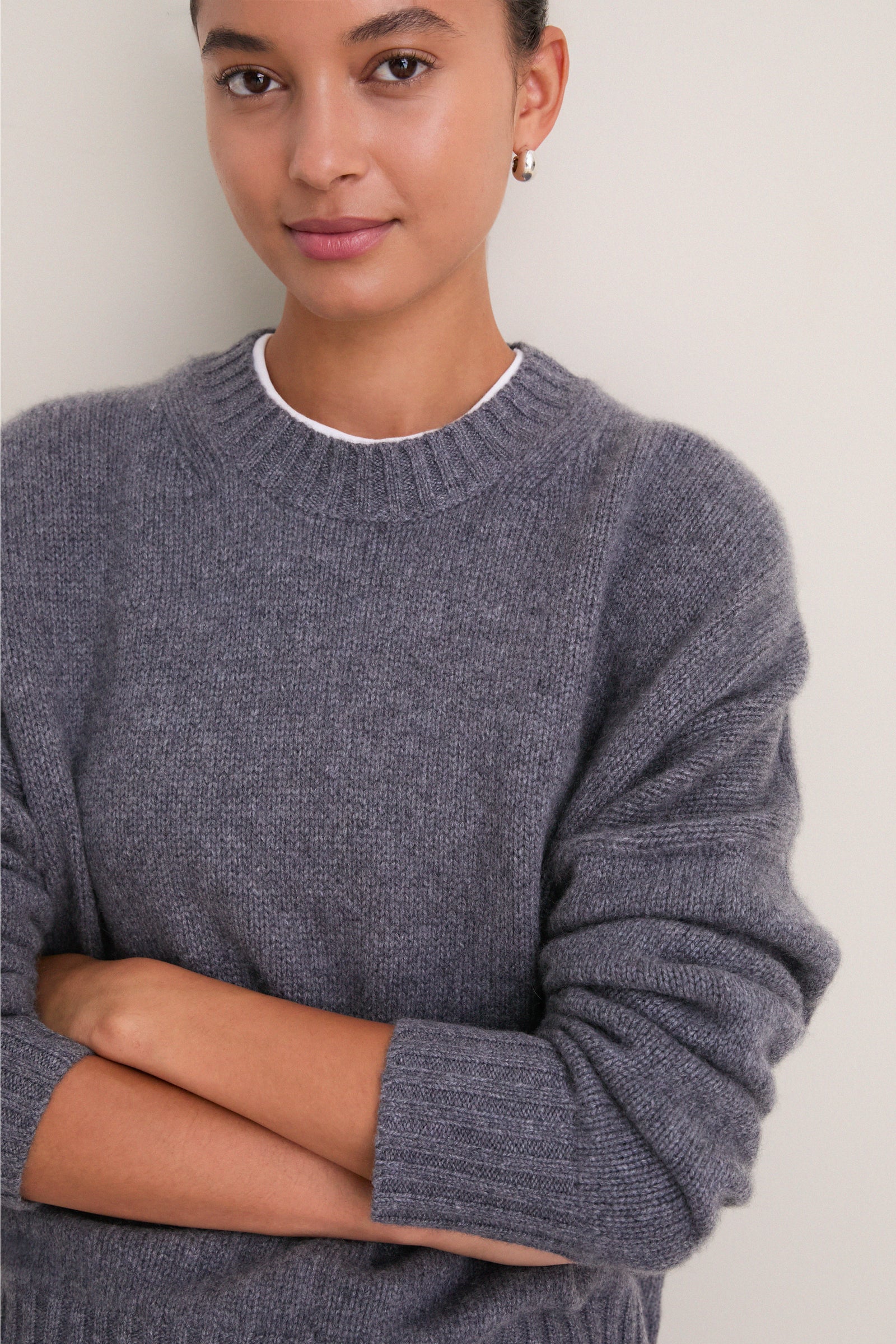 Shadow Gray Cashmere Henri Crewneck