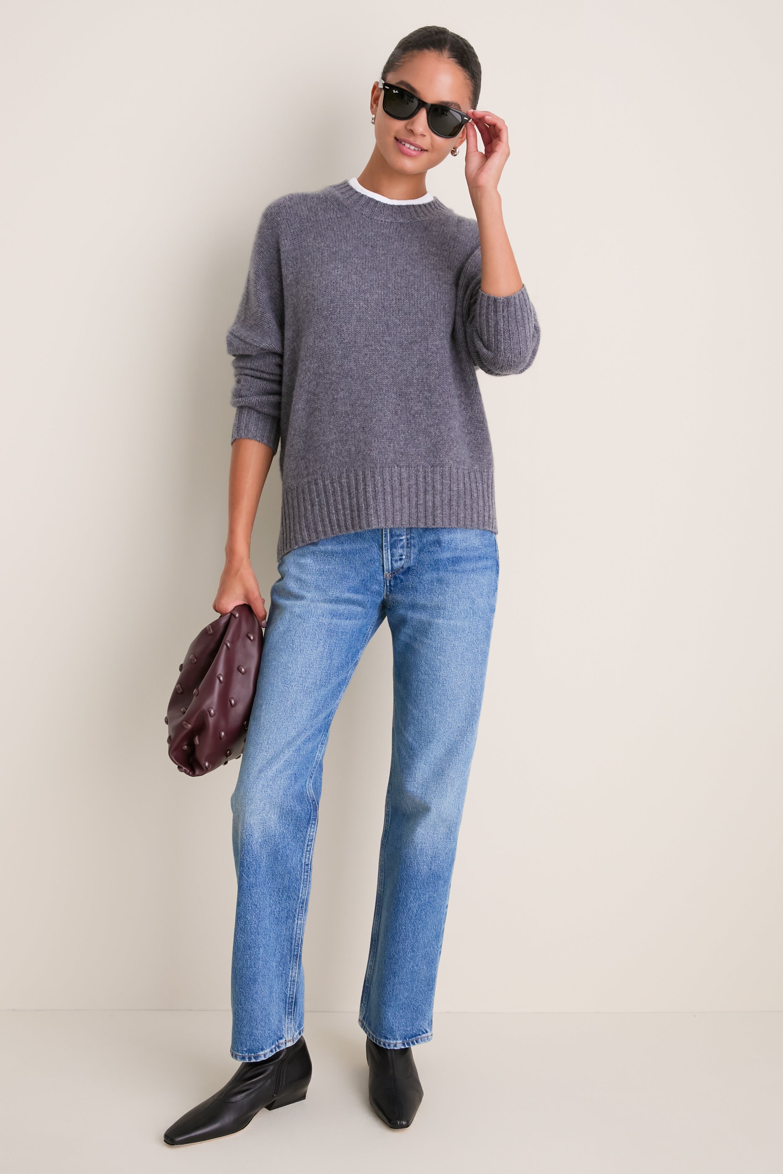 Shadow Gray Cashmere Henri Crewneck