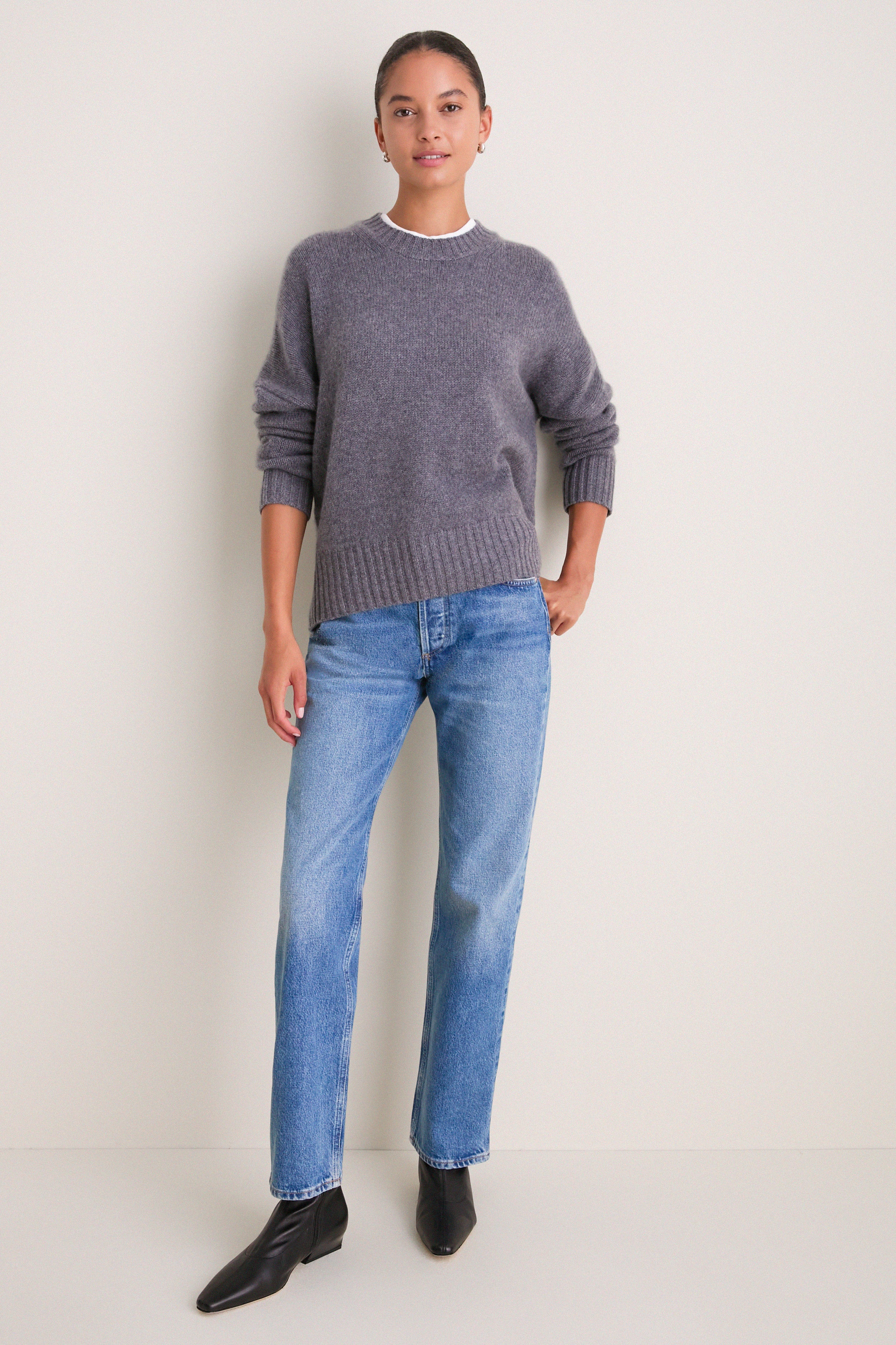 Shadow Gray Cashmere Henri Crewneck