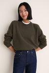 Olive Cashmere Henri Crewneck