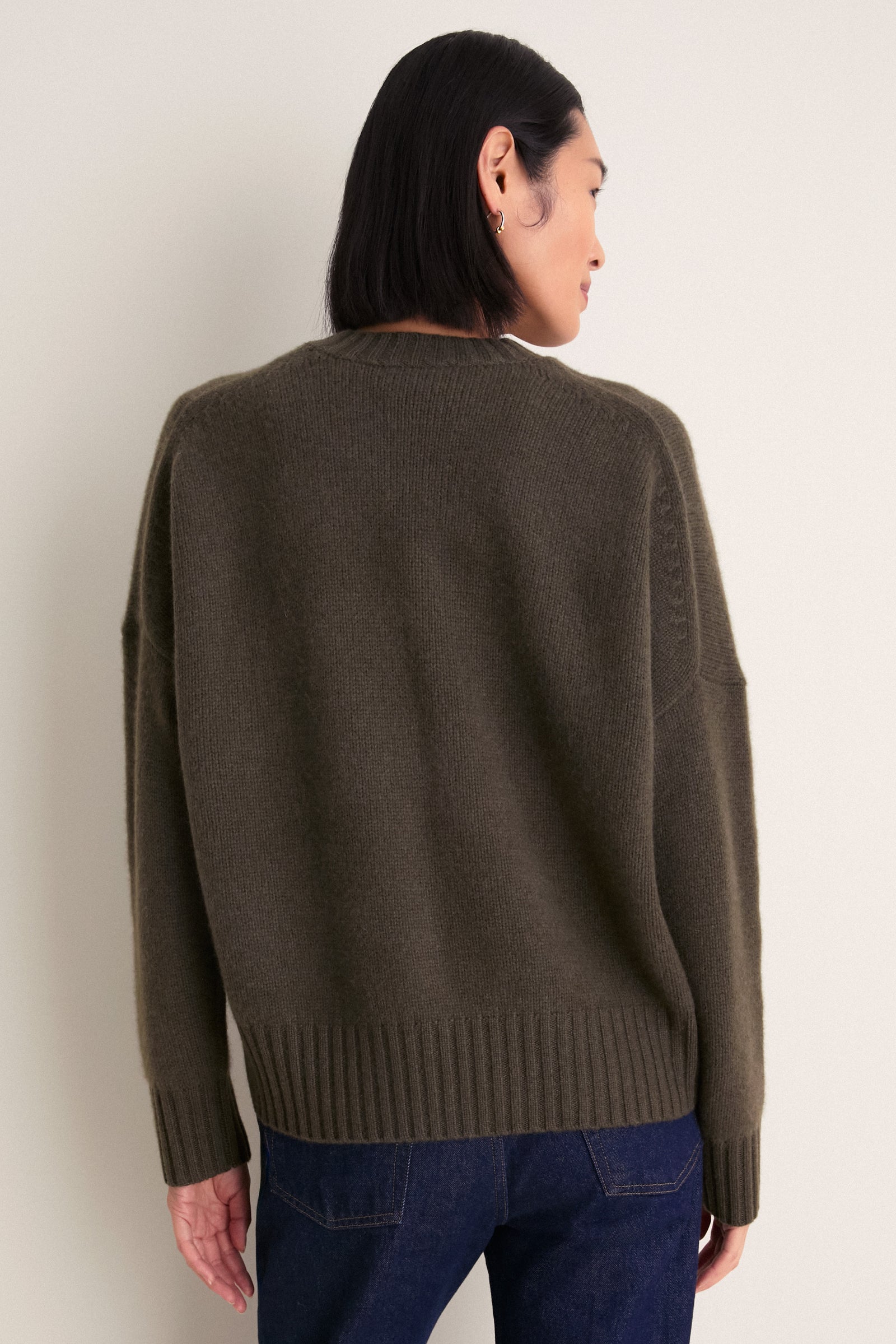 Olive Cashmere Henri Crewneck