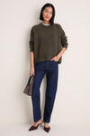 Olive Cashmere Henri Crewneck