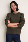 Olive Cashmere Henri Crewneck