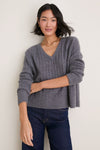 Graphite Cashmere Cable Knit Alice Sweater