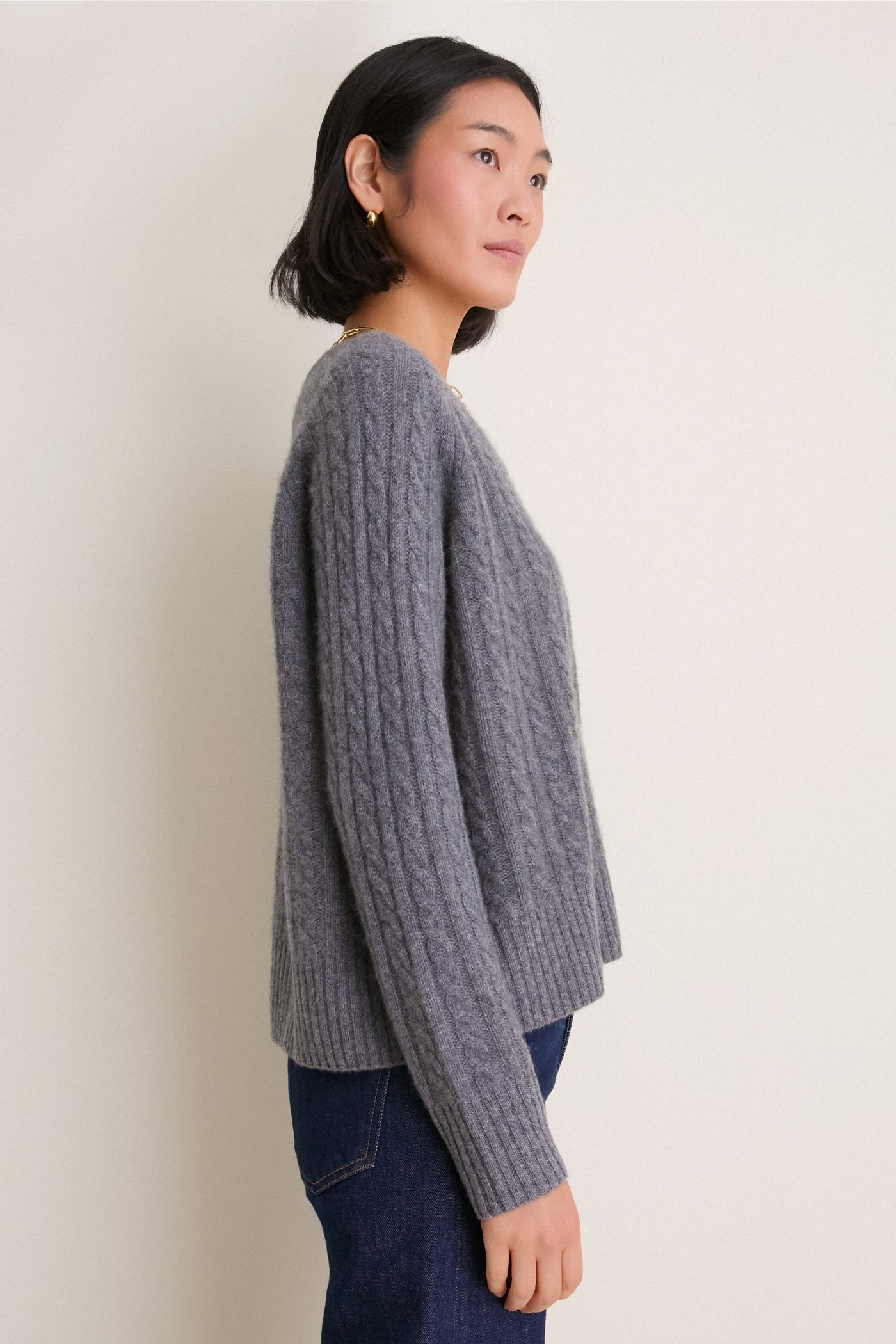 Graphite Cashmere Cable Knit Alice Sweater