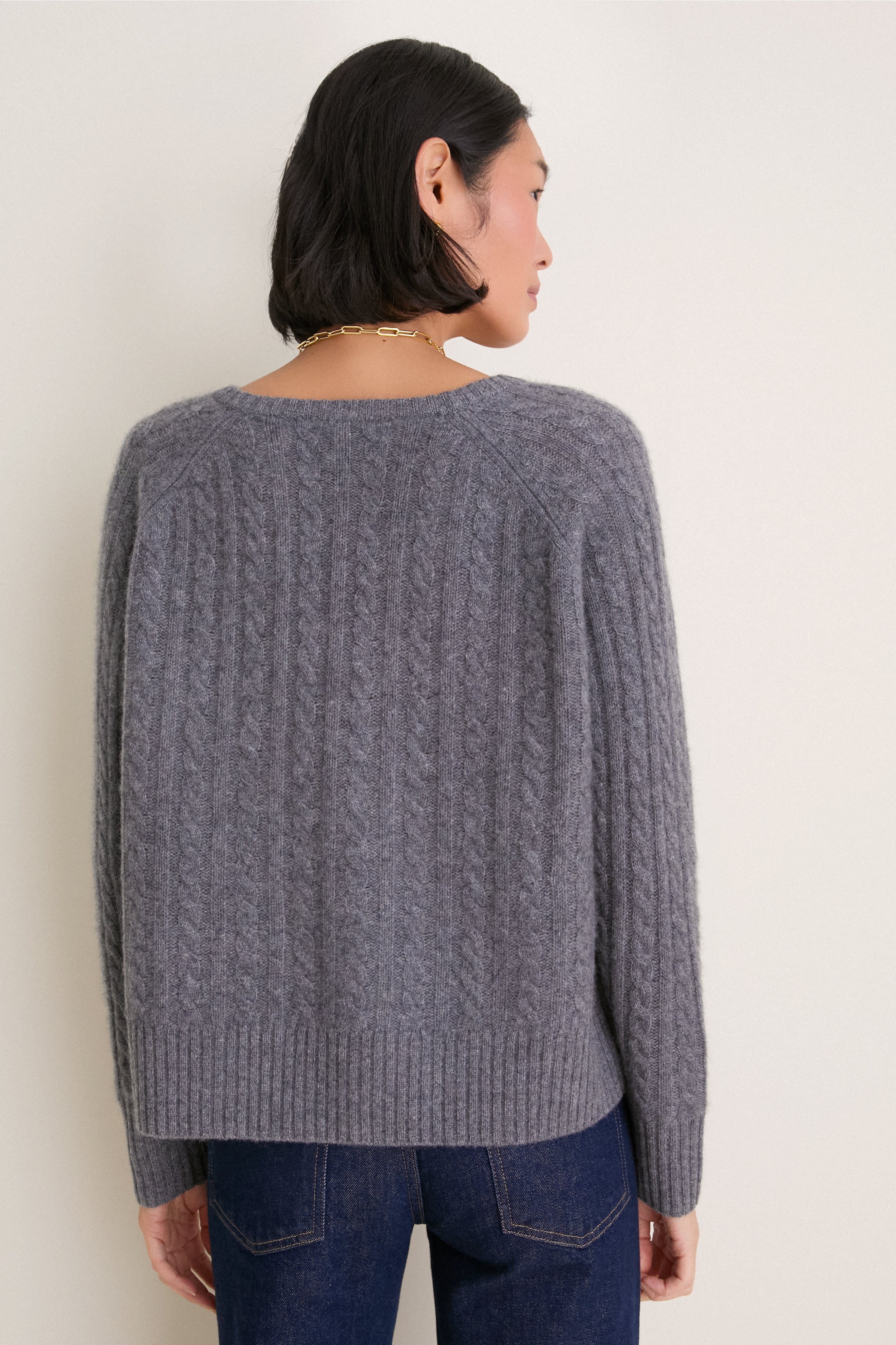 Graphite Cashmere Cable Knit Alice Sweater