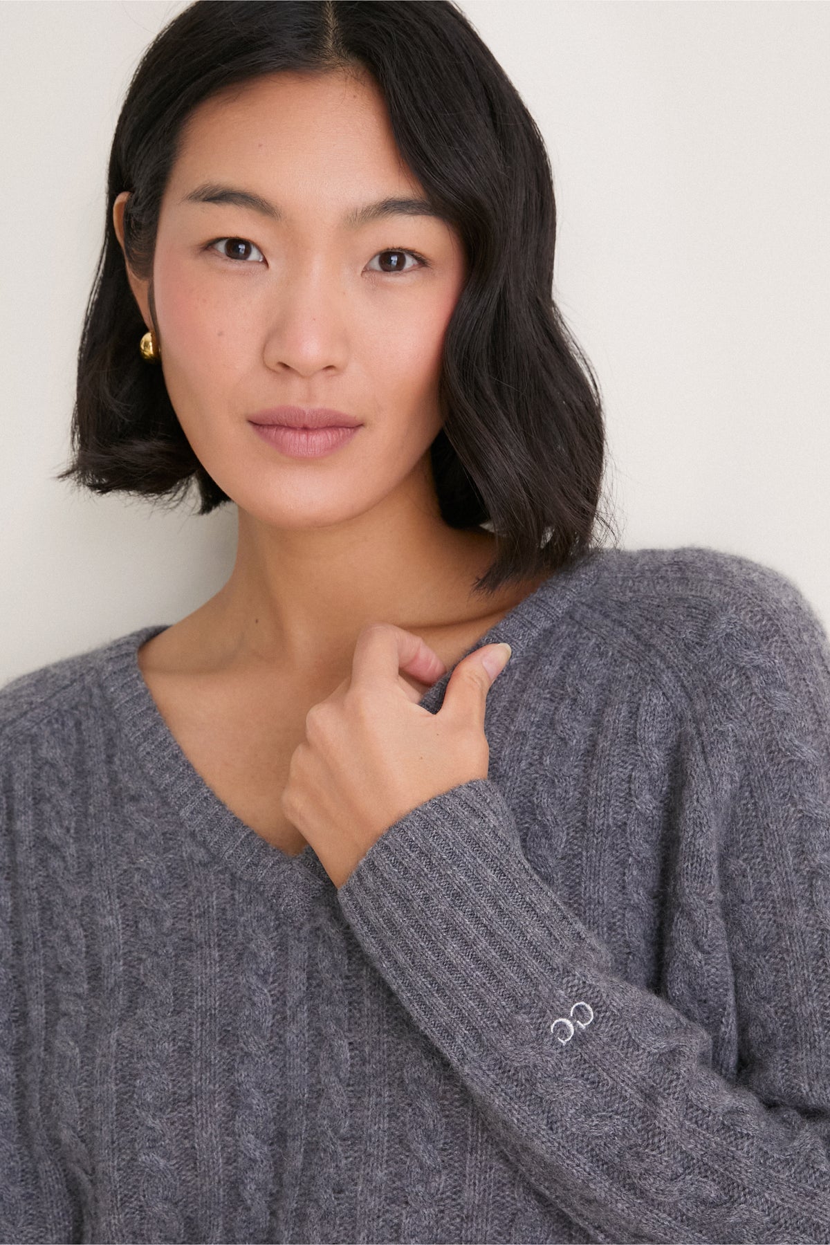 Graphite Cashmere Cable Knit Alice Sweater