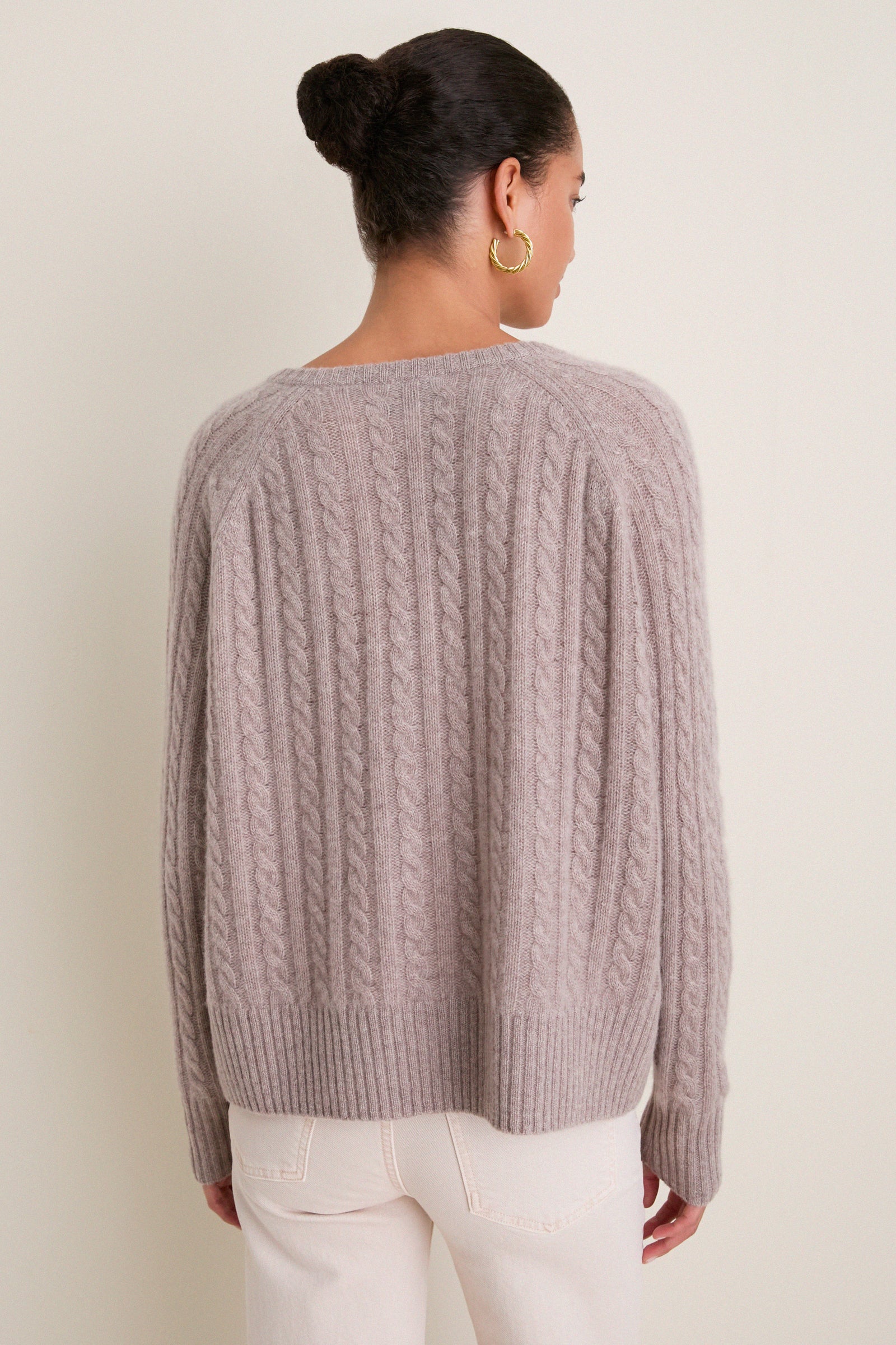Wheat Cashmere Cable Knit Alice Sweater