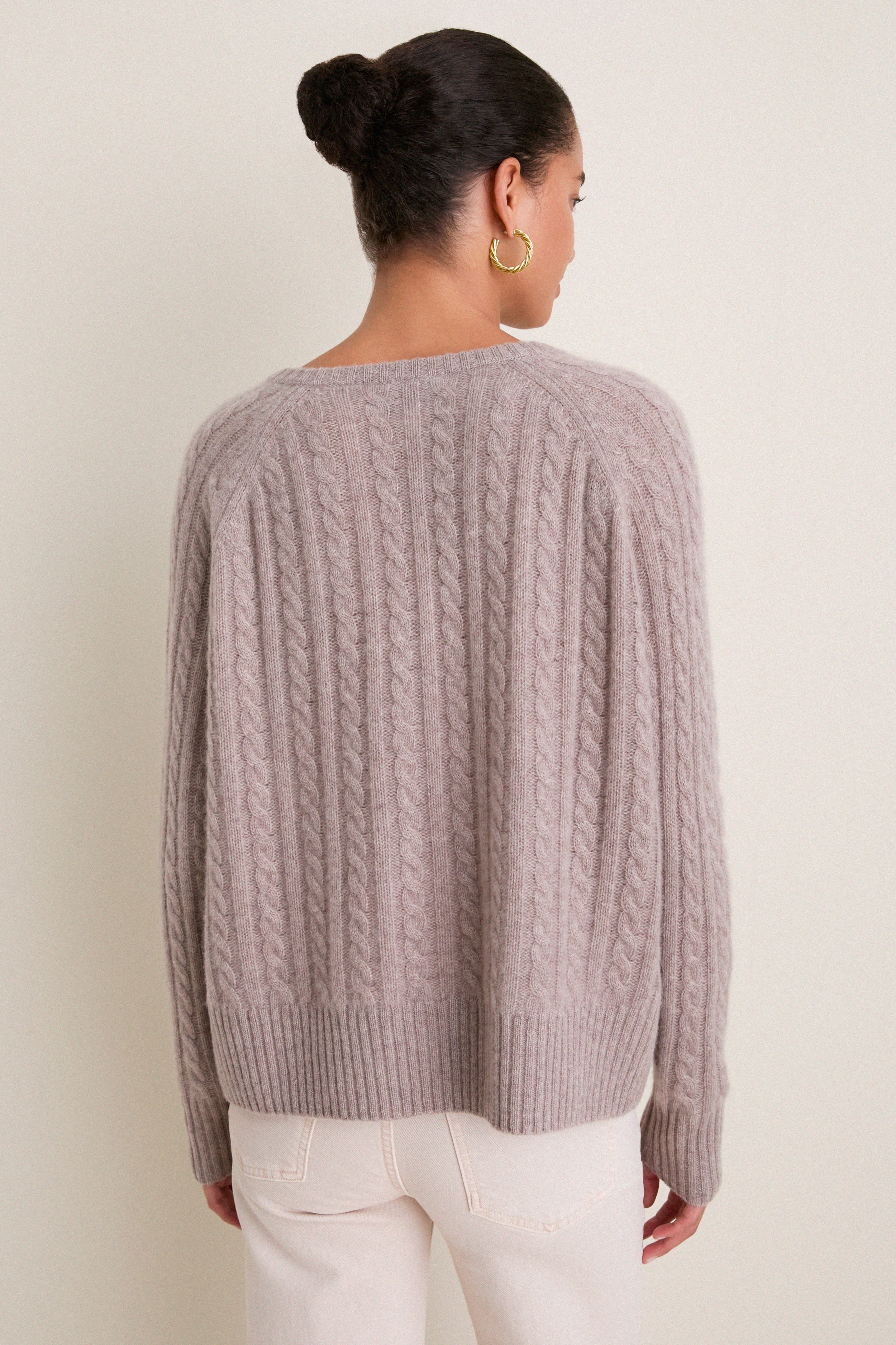 Wheat Cashmere Cable Knit Alice Sweater