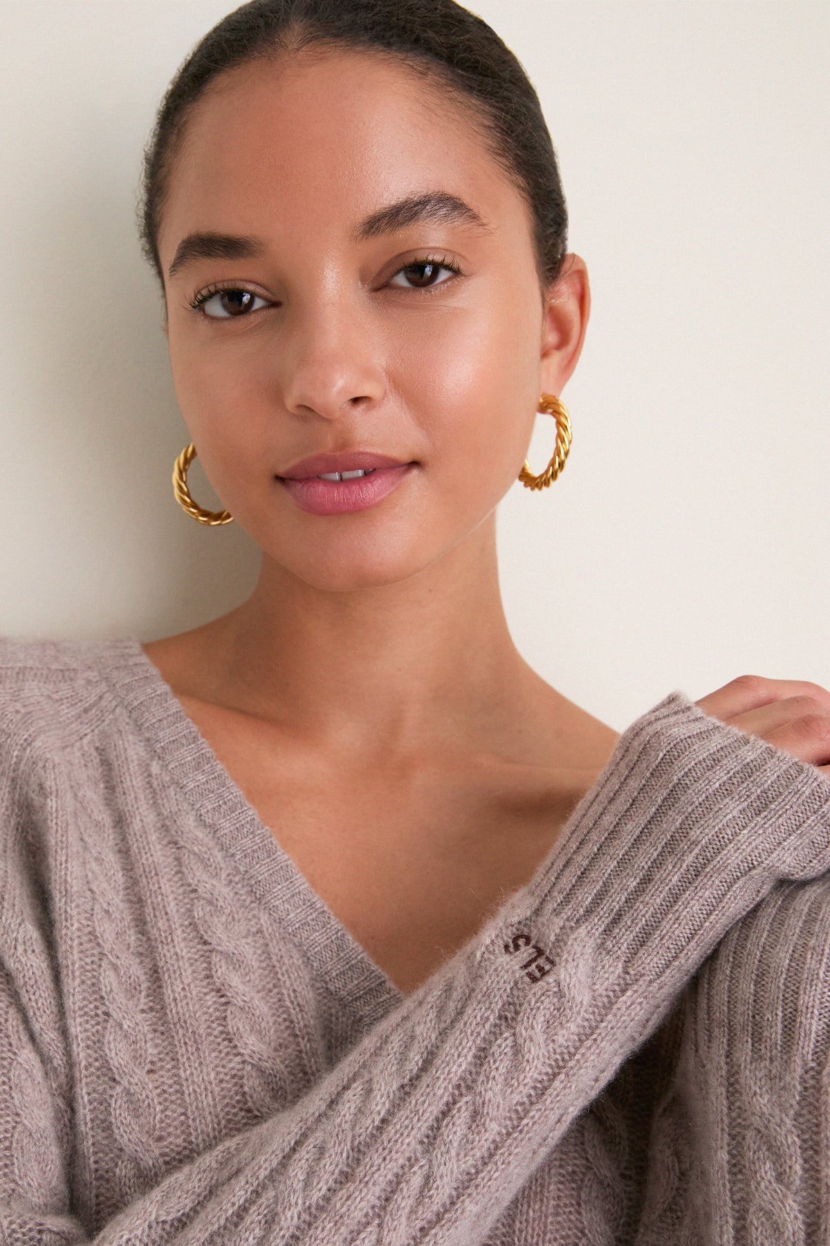 Wheat Cashmere Cable Knit Alice Sweater