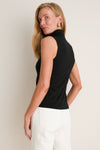 Black Cashmere Silk Sutton Sleeveless Turtleneck