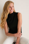 Black Cashmere Silk Sutton Sleeveless Turtleneck