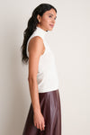 Ivory Cashmere Silk Sutton Sleeveless Turtleneck