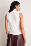 Ivory Cashmere Silk Sutton Sleeveless Turtleneck
