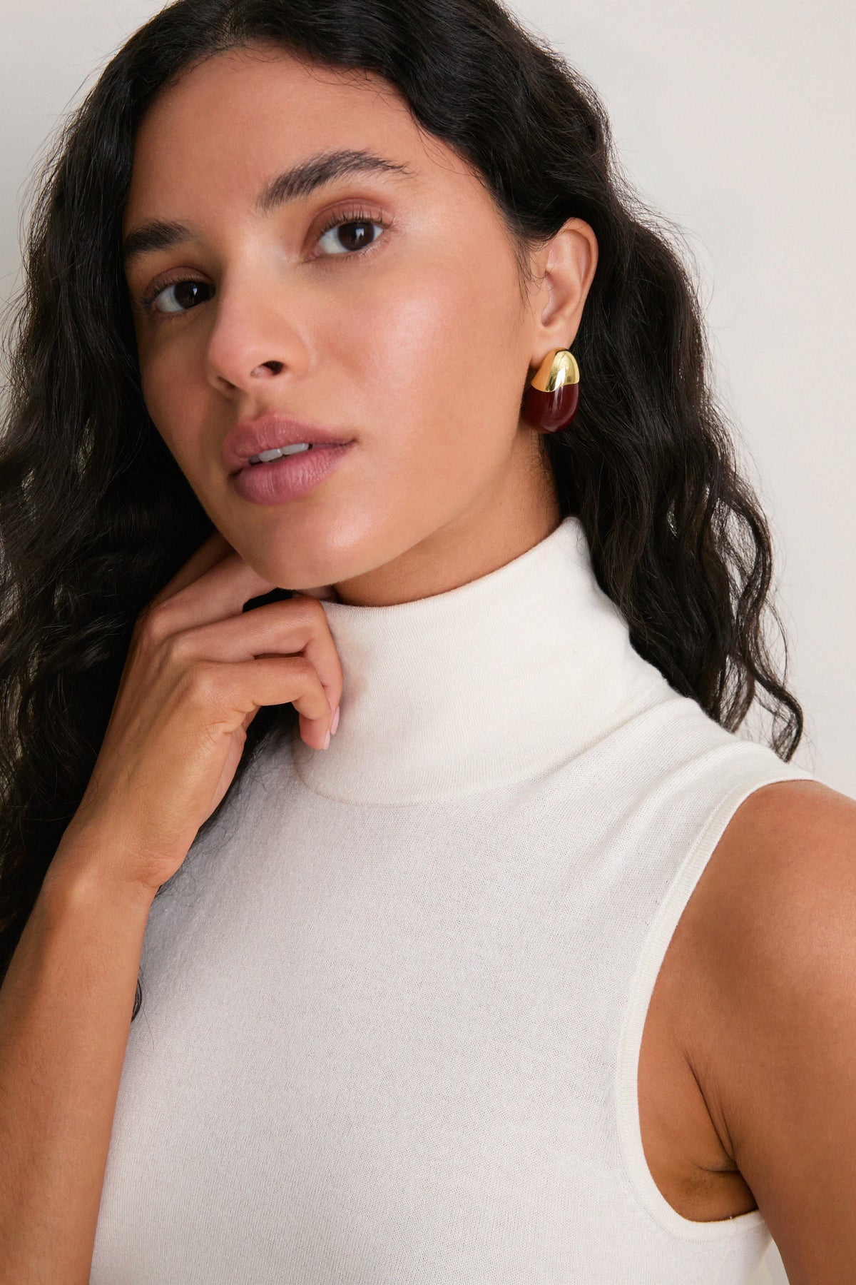 Ivory Cashmere Silk Sutton Sleeveless Turtleneck