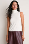 Ivory Cashmere Silk Sutton Sleeveless Turtleneck