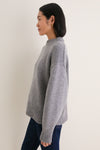 Gray Genevieve Cashmere Wool Blend Crewneck Sweater