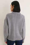 Gray Genevieve Cashmere Wool Blend Crewneck Sweater