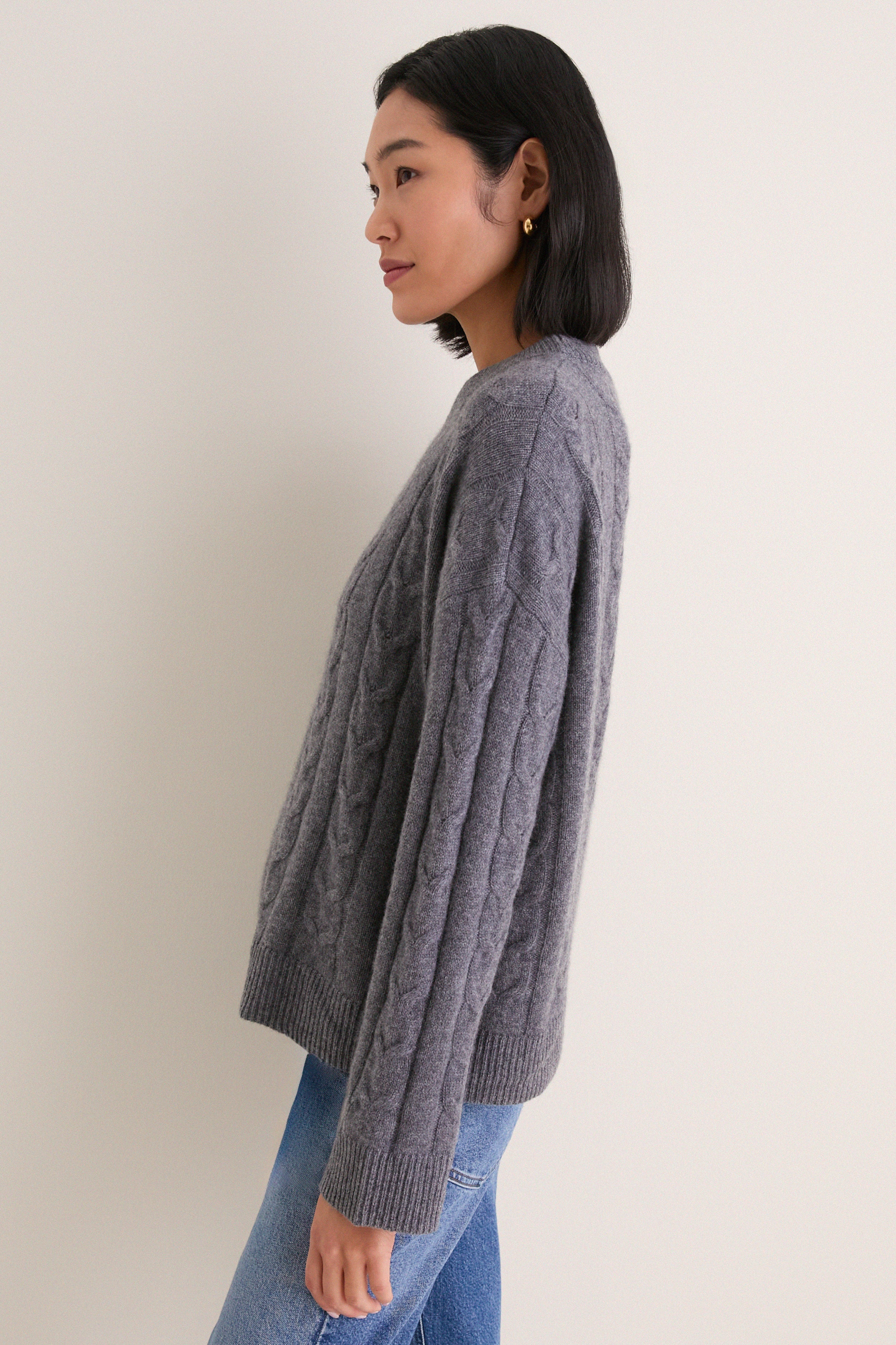 Graphite Cashmere Cable Knit Eloise Sweater | Tuckernuck