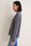 Charcoal Cashmere Cable Knit Eloise Sweater