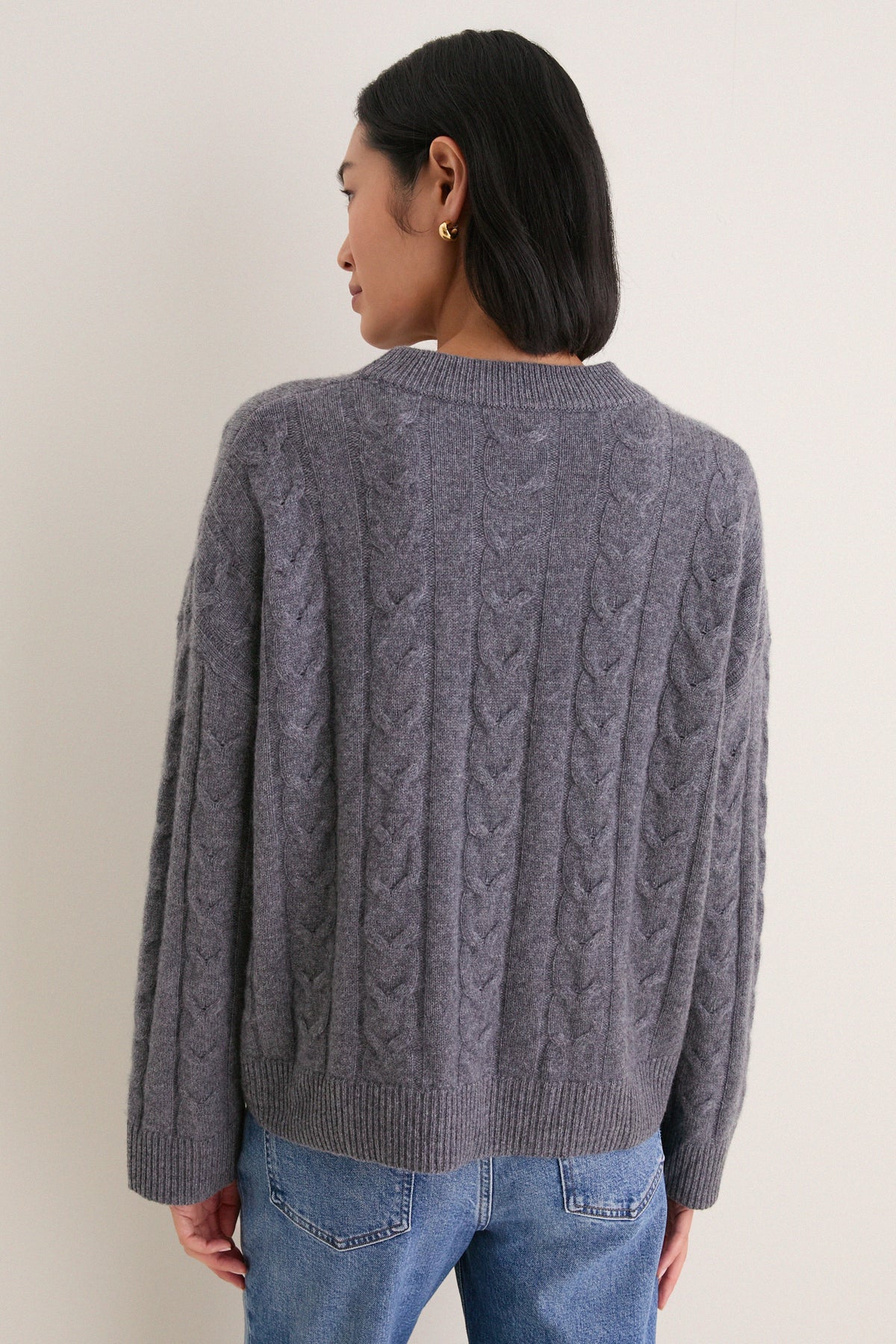 Charcoal Cashmere Cable Knit Eloise Sweater