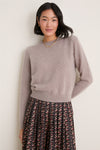 Wheat Cashmere Puff Sleeve Macy Crewneck Sweater
