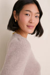 Wheat Cashmere Puff Sleeve Macy Crewneck Sweater