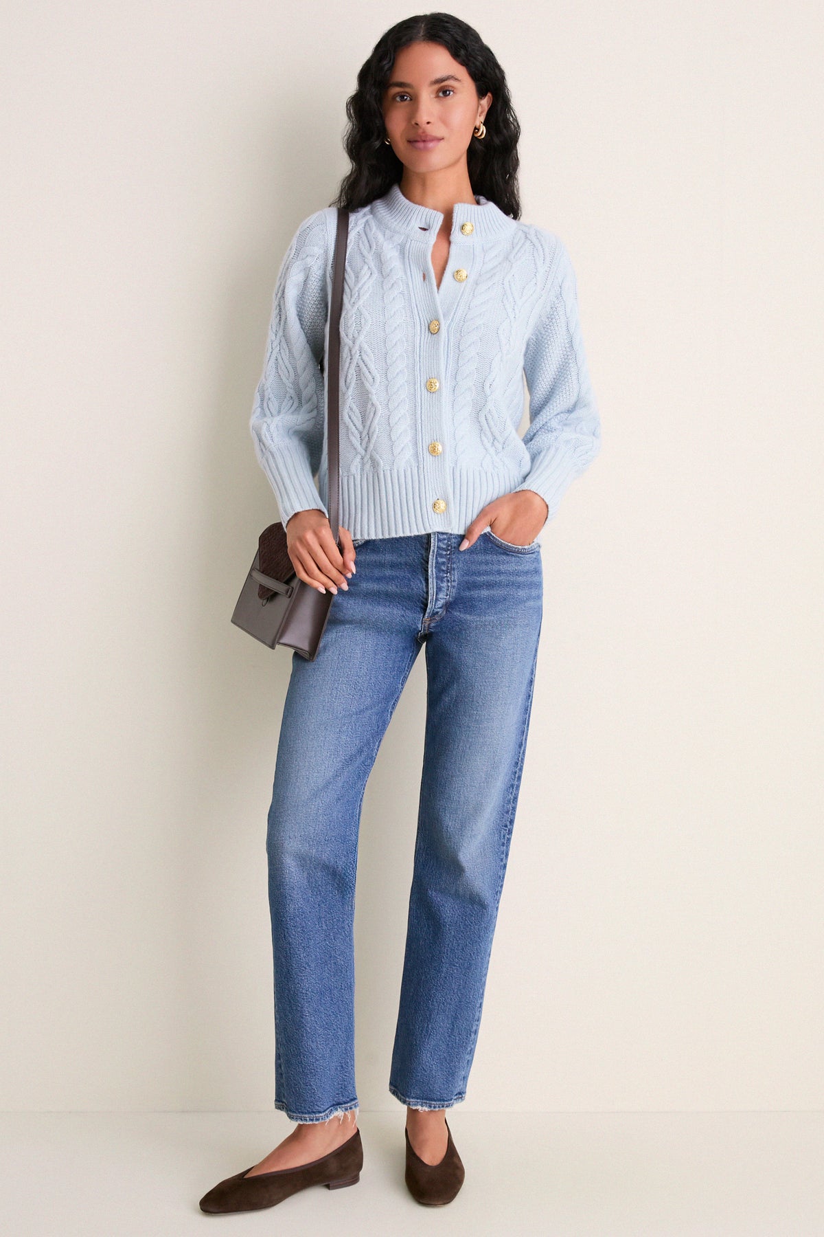 Light Blue Cashmere Colette Cardigan