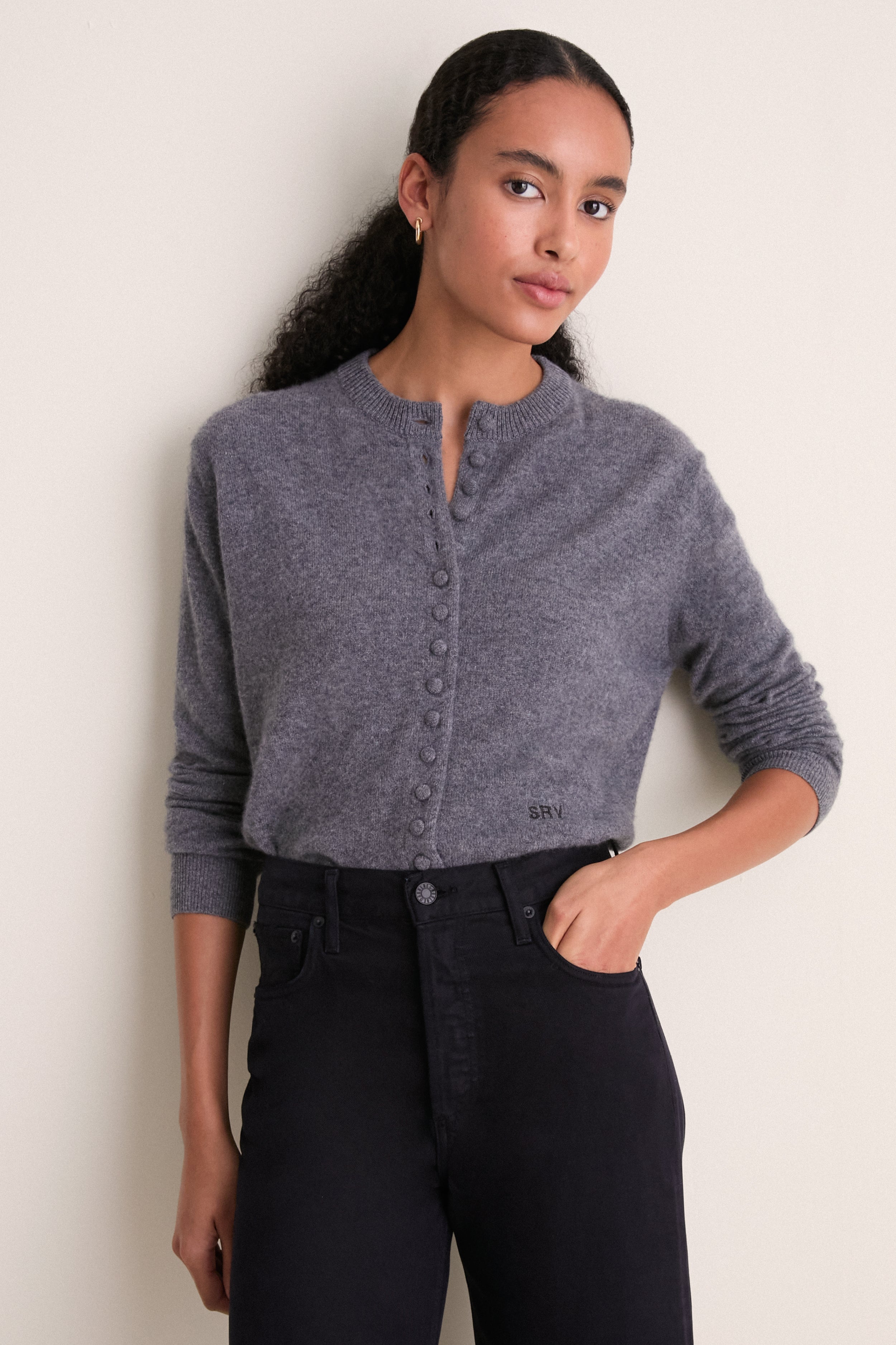 Shadow Gray Cashmere Pippa Cardigan