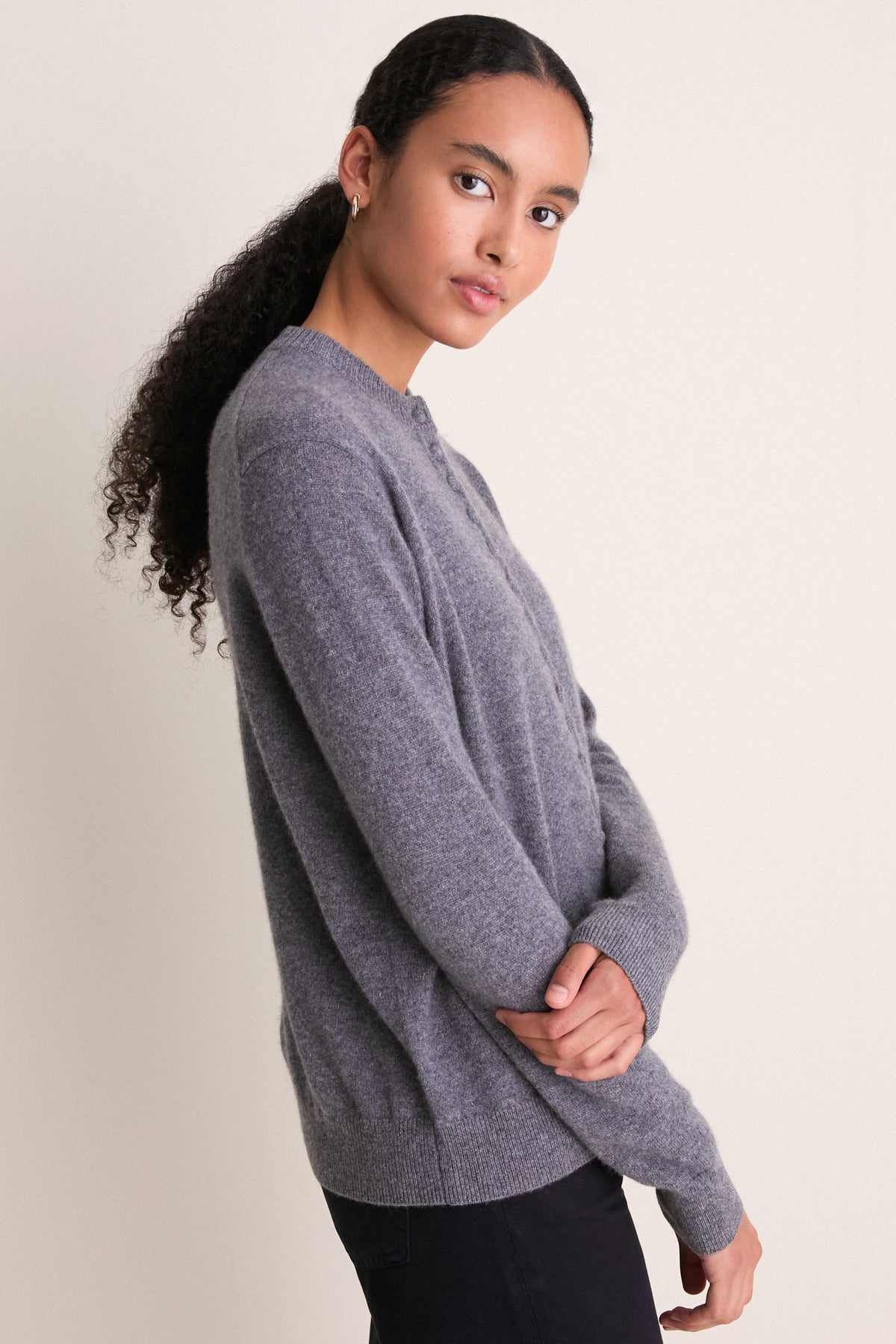 Shadow Gray Cashmere Pippa Cardigan
