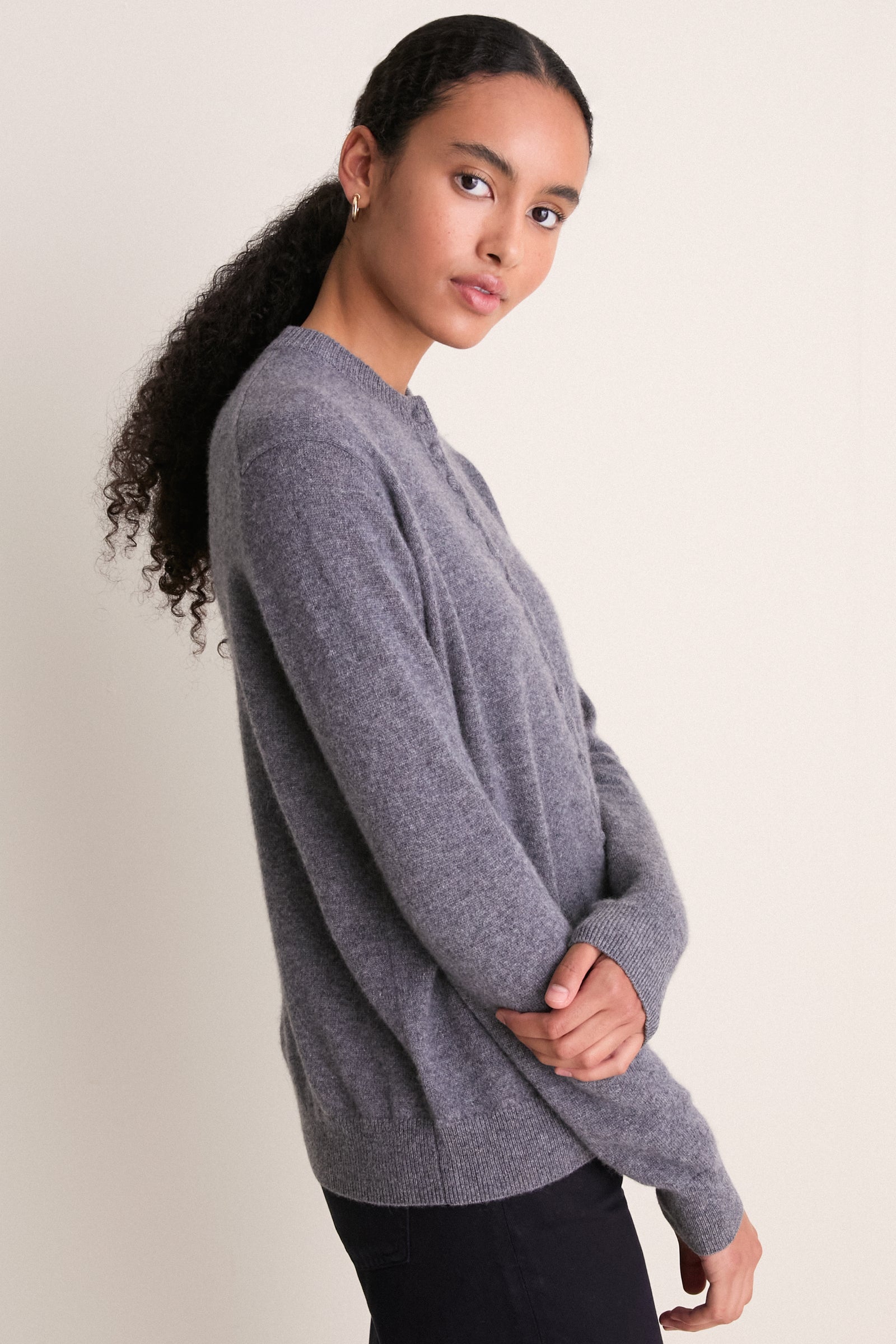 Shadow Gray Cashmere Pippa Cardigan