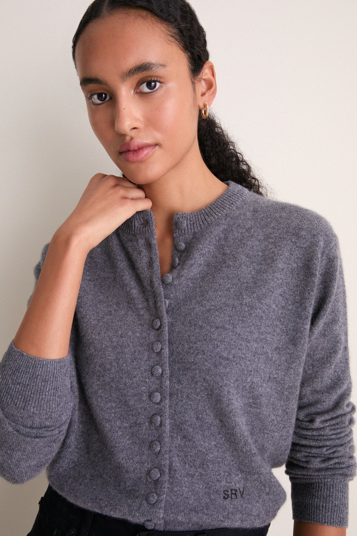 Shadow Gray Cashmere Pippa Cardigan