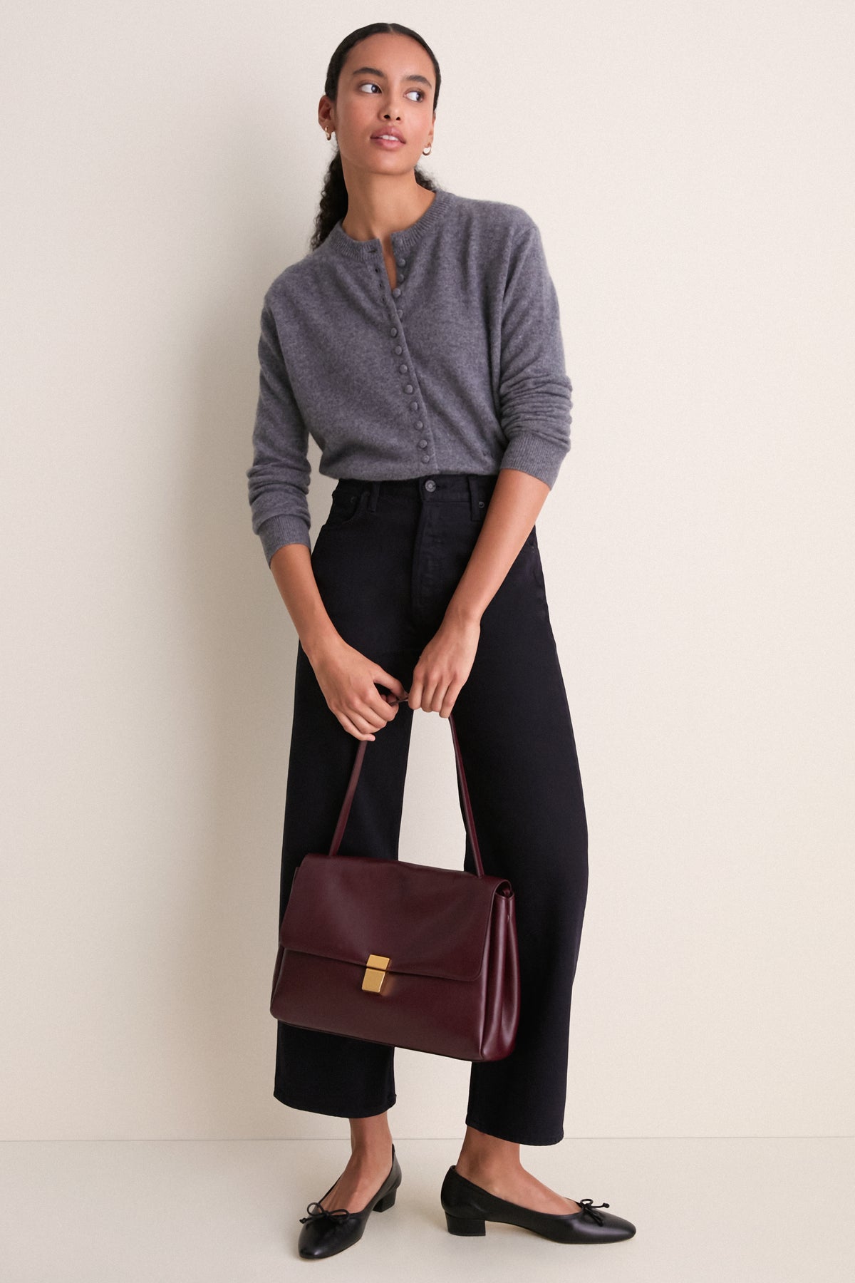 Shadow Gray Cashmere Pippa Cardigan