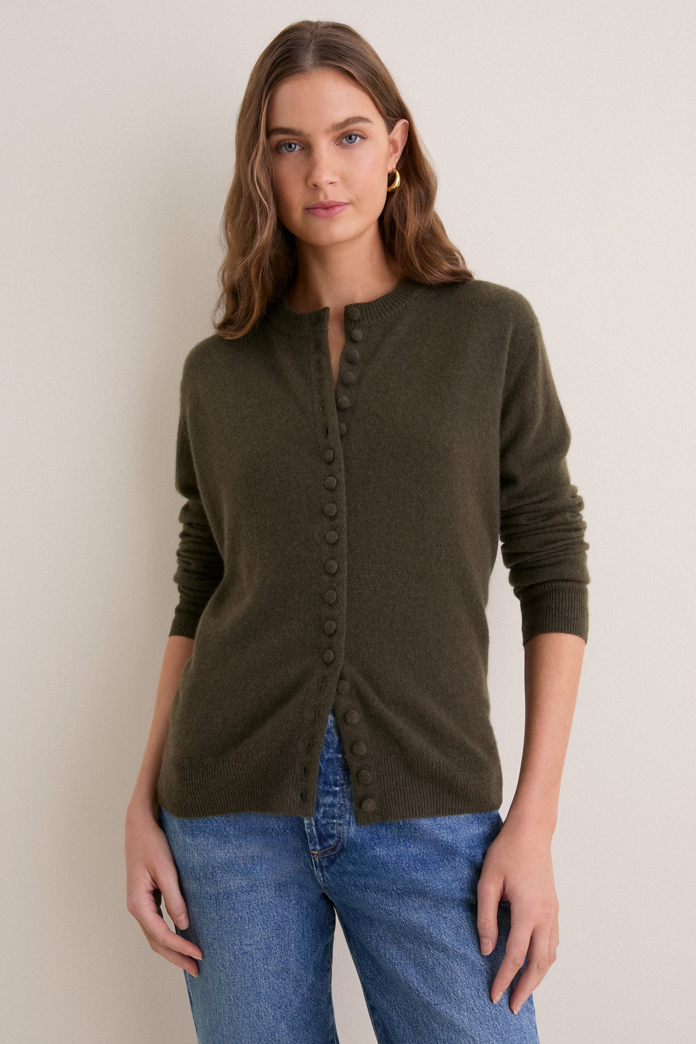 Olive Cashmere Pippa Cardigan