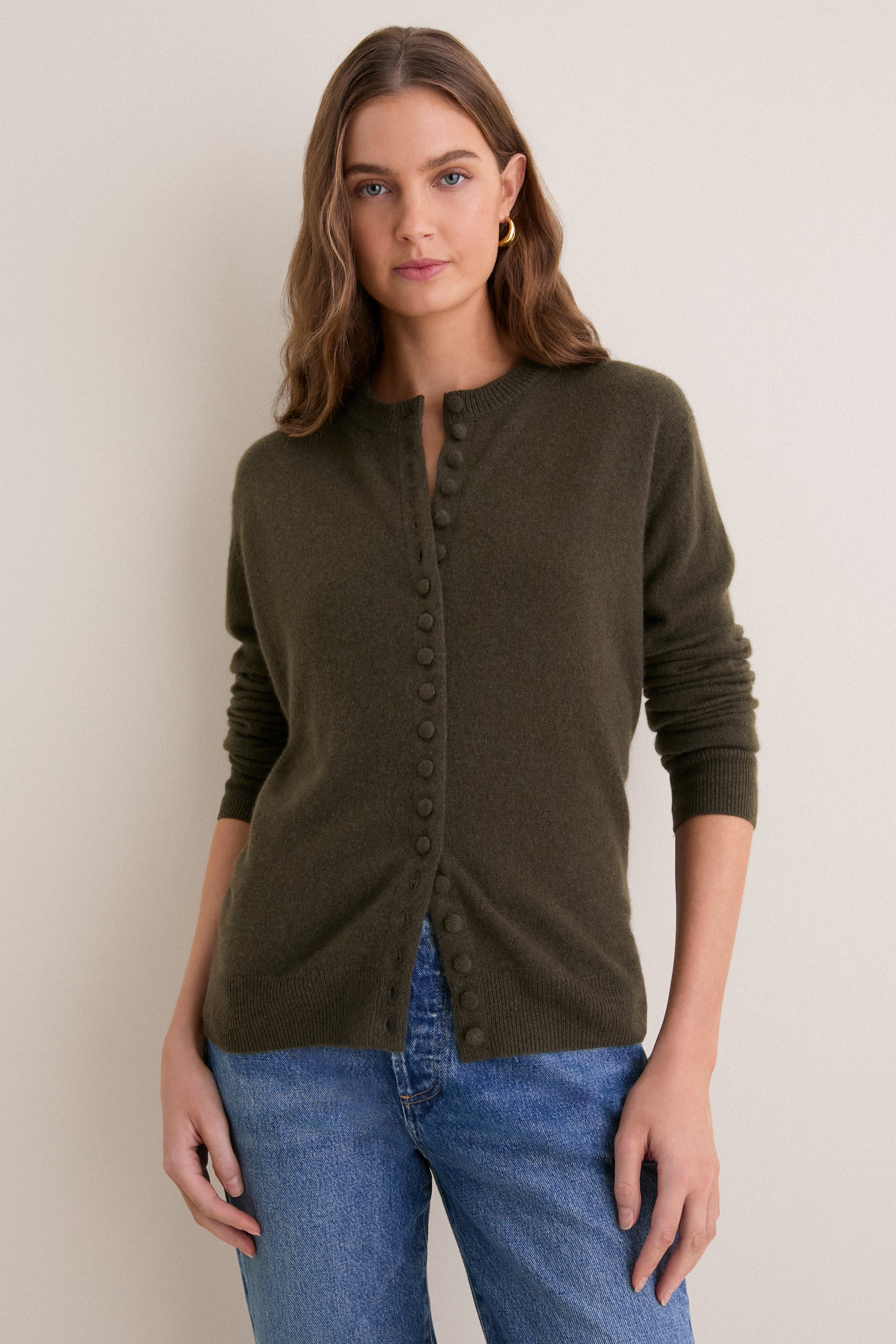 Olive Cashmere Pippa Cardigan