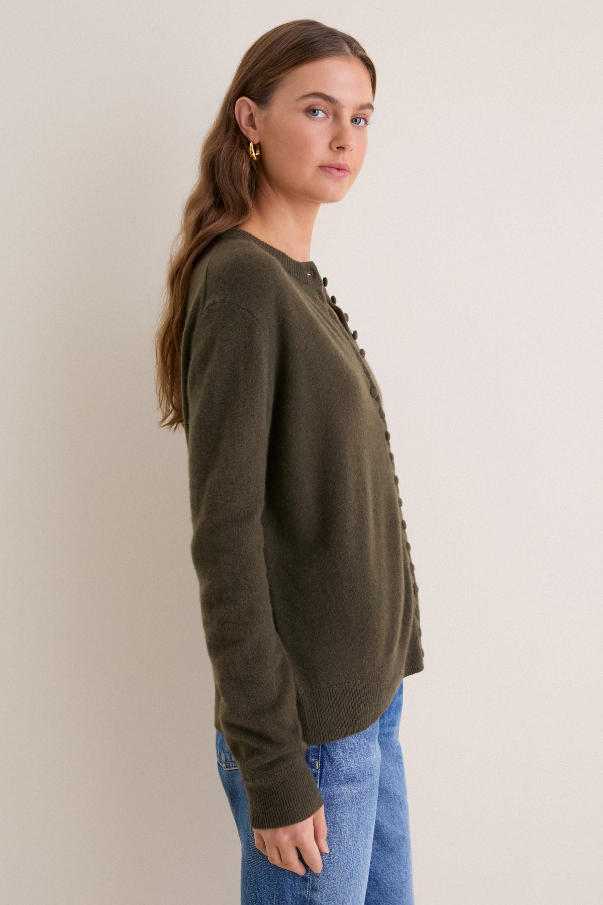 Olive Cashmere Pippa Cardigan