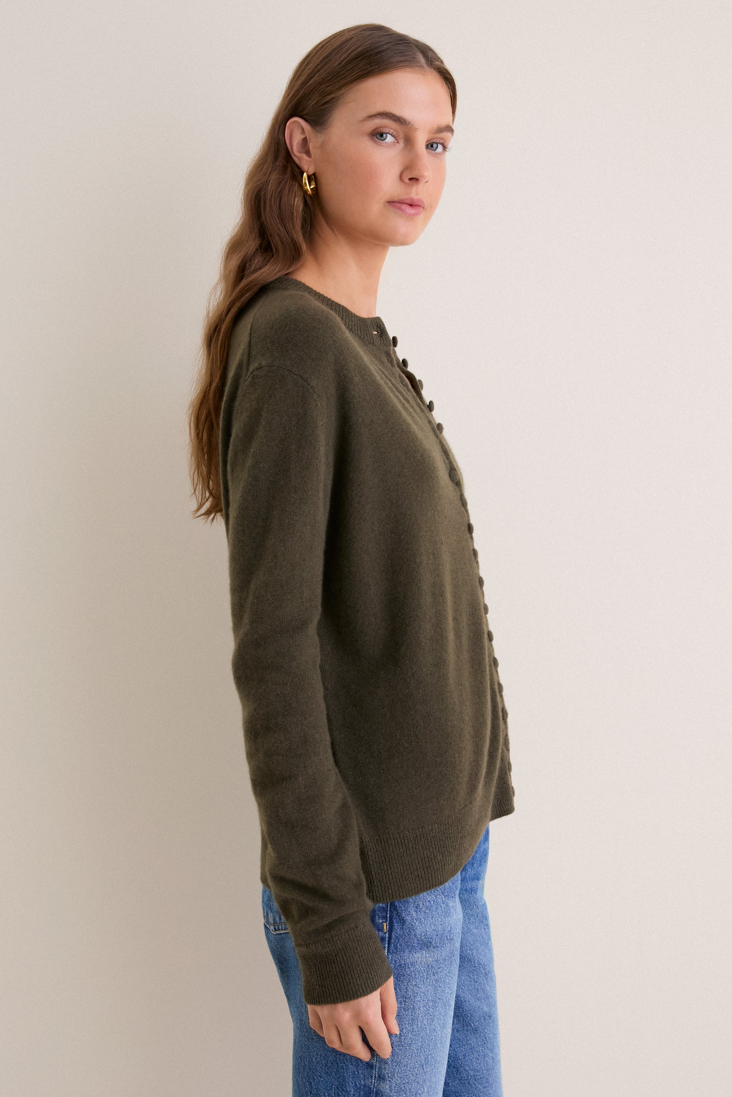 Olive Cashmere Pippa Cardigan