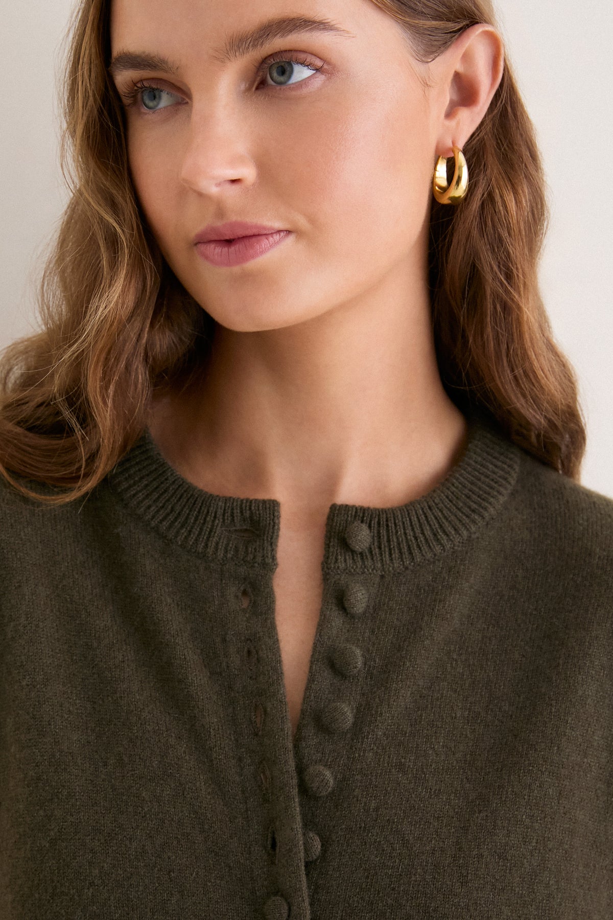 Olive Cashmere Pippa Cardigan