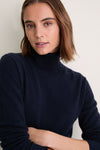 Midnight Navy Cashmere Evelyn Turtleneck