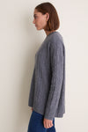 Shadow Gray Cable Knit Boyfriend Colin Crewneck