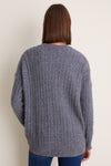 Shadow Gray Cable Knit Boyfriend Colin Crewneck