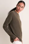 Olive Cable Knit Boyfriend Colin Crewneck