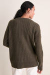 Olive Cable Knit Boyfriend Colin Crewneck